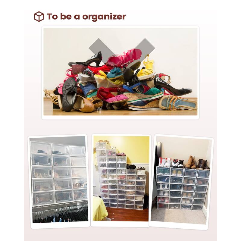 Shoe Storage Organizer, Plastic Foldable Shoe Box Stackable