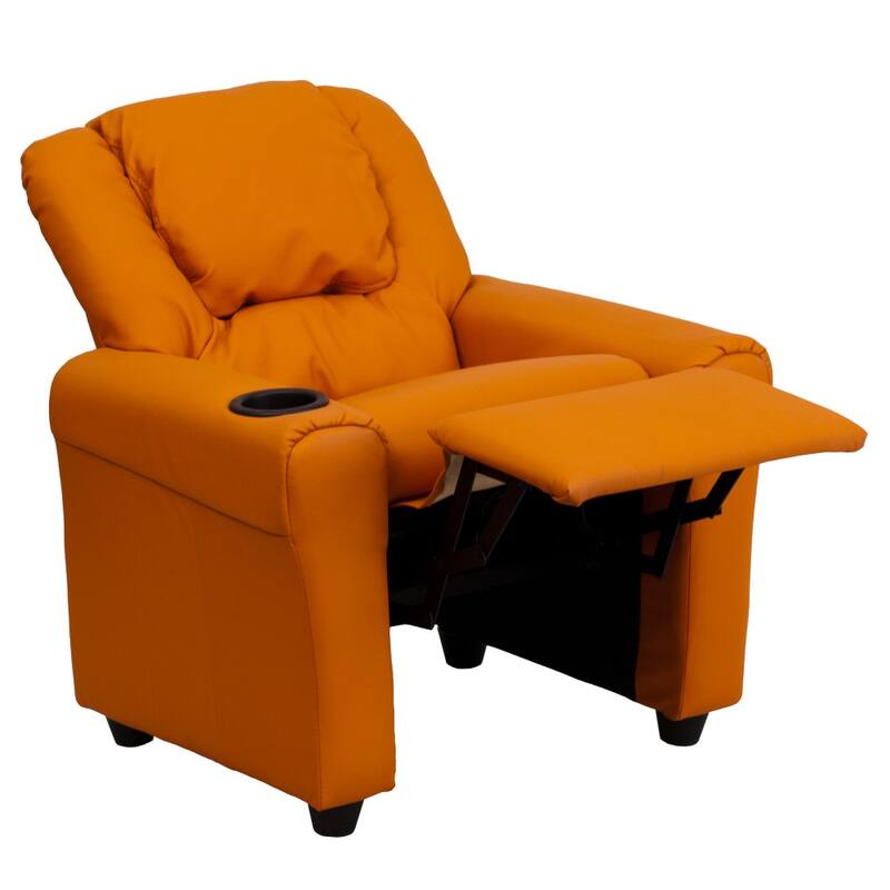 Contemporary Kids Recliner with Cup Holder and Headrest - 24"W x 21.5" - 36.5"D x 27"H
