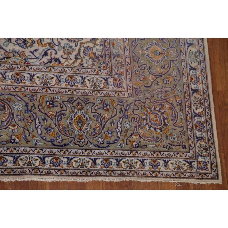 Traditional Kashan Persian Vintage Rug Bedroom Handmade Wool Carpet - 9'9" x 13'5"