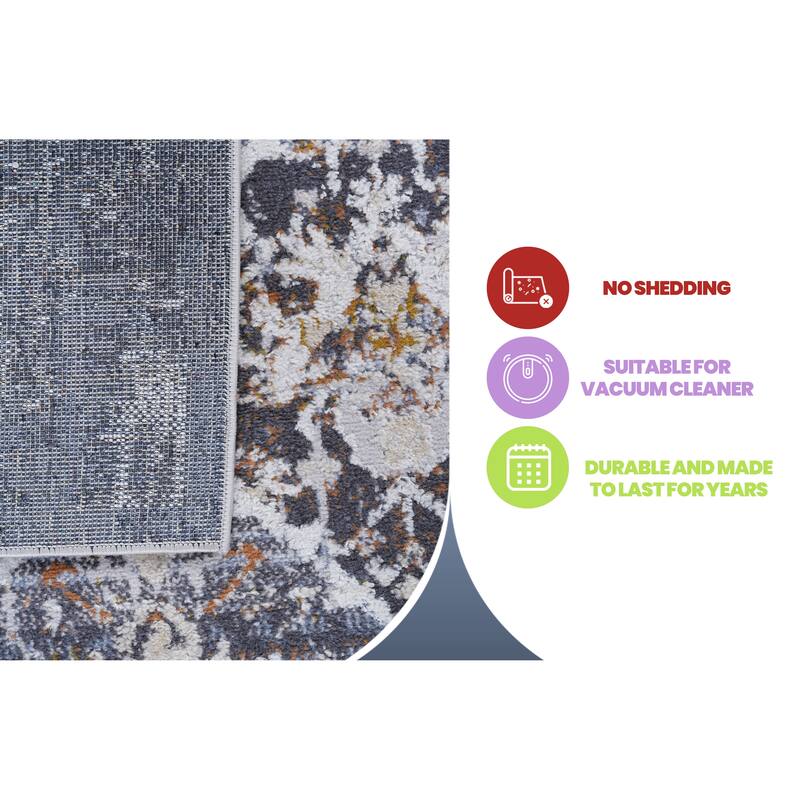 LOOM & LUXE Collection Multi/Traditional Non-Shedding Area Rug