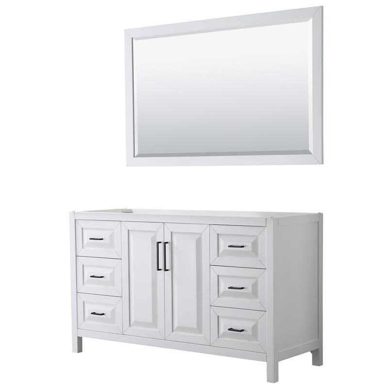 Wyndham Collection Daria 59" Single Free Standing Vanity Cabinet - - White / Matte Black Hardware