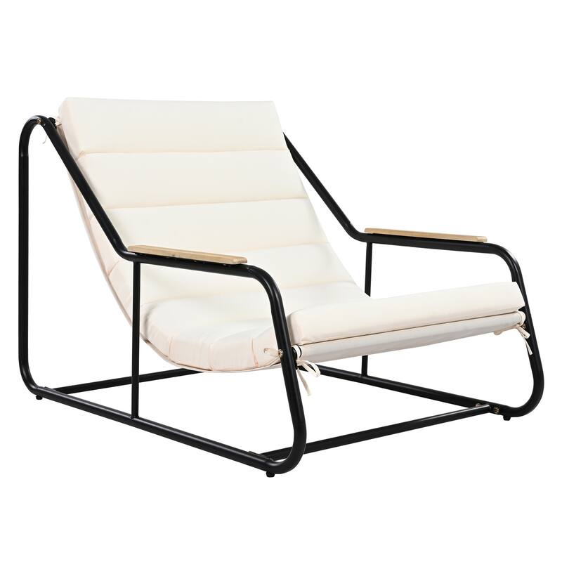 Outdoor Chaise Lounge Set w/ Acacia Side Table, Pool/Lawn/Deck, 3 Pcs