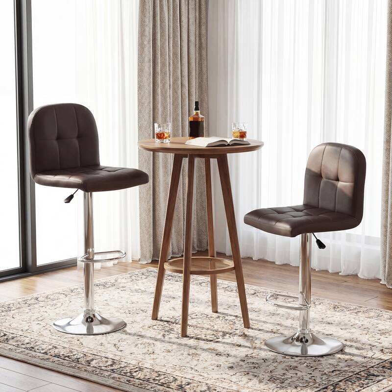 Gymax Swivel Bar Stools Set of 2 w/ Backrests Footrests & Metal Base