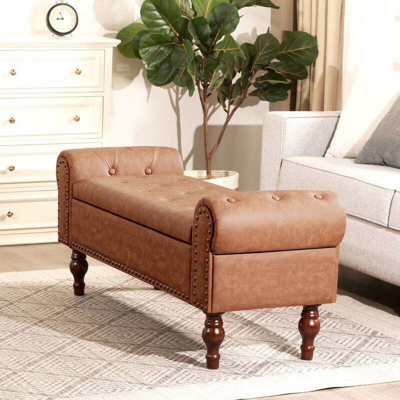 Adeco Storage Ottoman Bench for Bedroom
