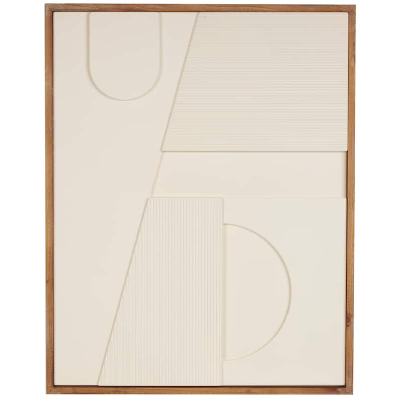White or Cream Wood Geometric Wall Decor with Brown or Black Wood Frame