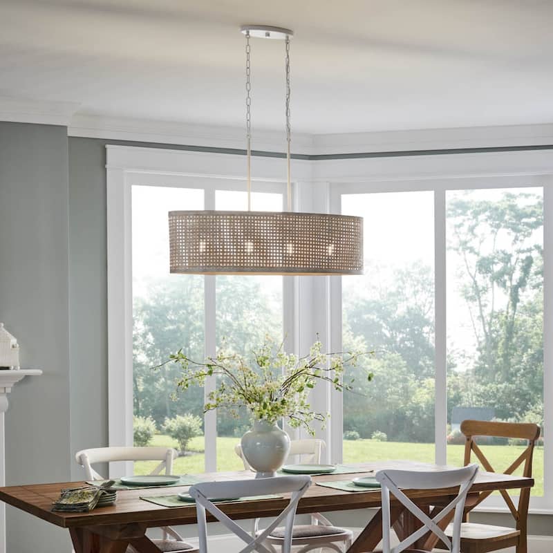 Kichler Lighting Sayulita 4-Light White Wicker Chandelier