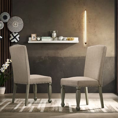 Set of 2 Upholstered Nailhead Dining Chair