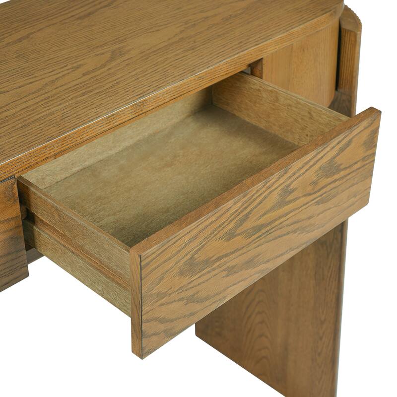 Console Table with Oval Top and 2 Drawers