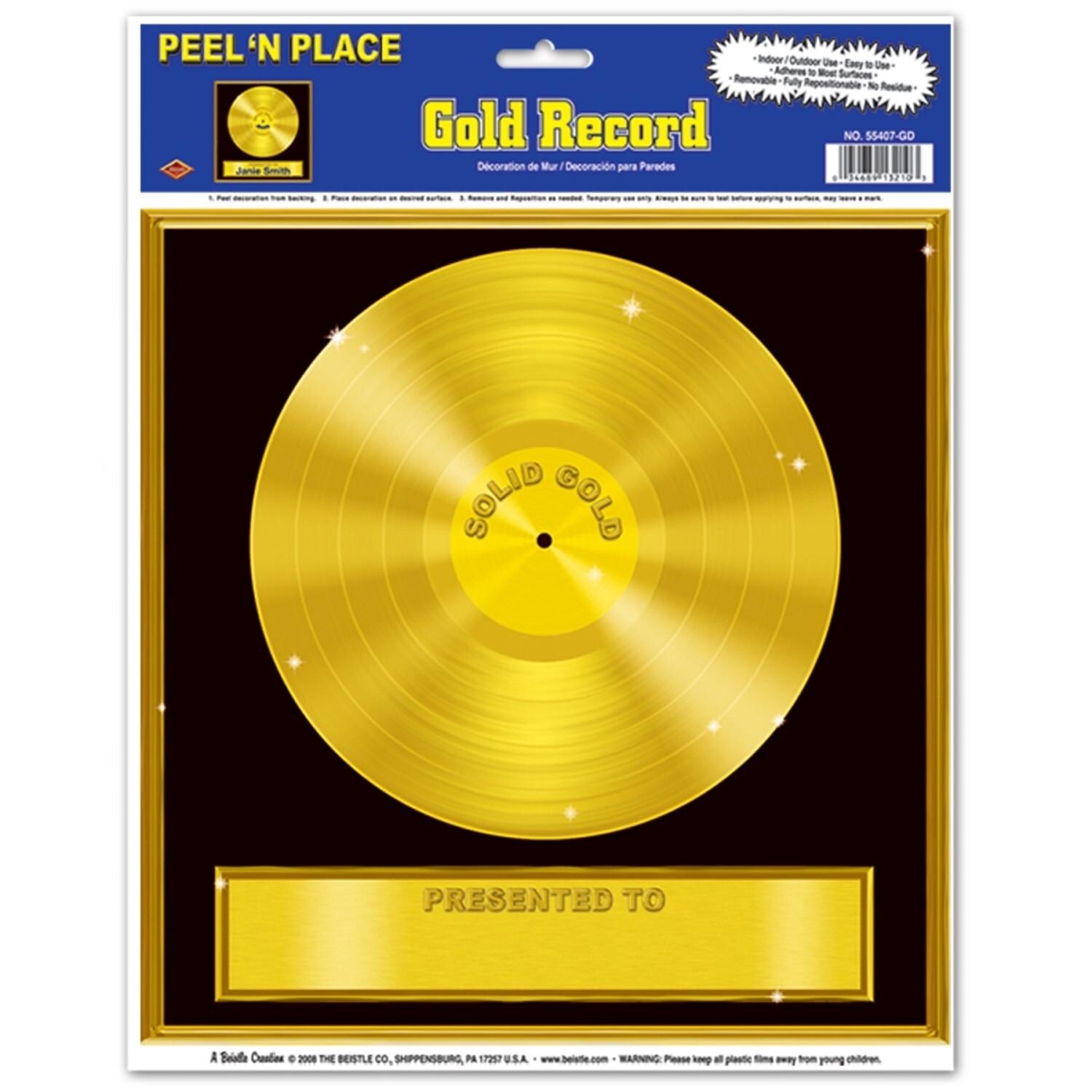 Shop Club Pack Of 12 Black And Gold Rock And Roll Record Peel N