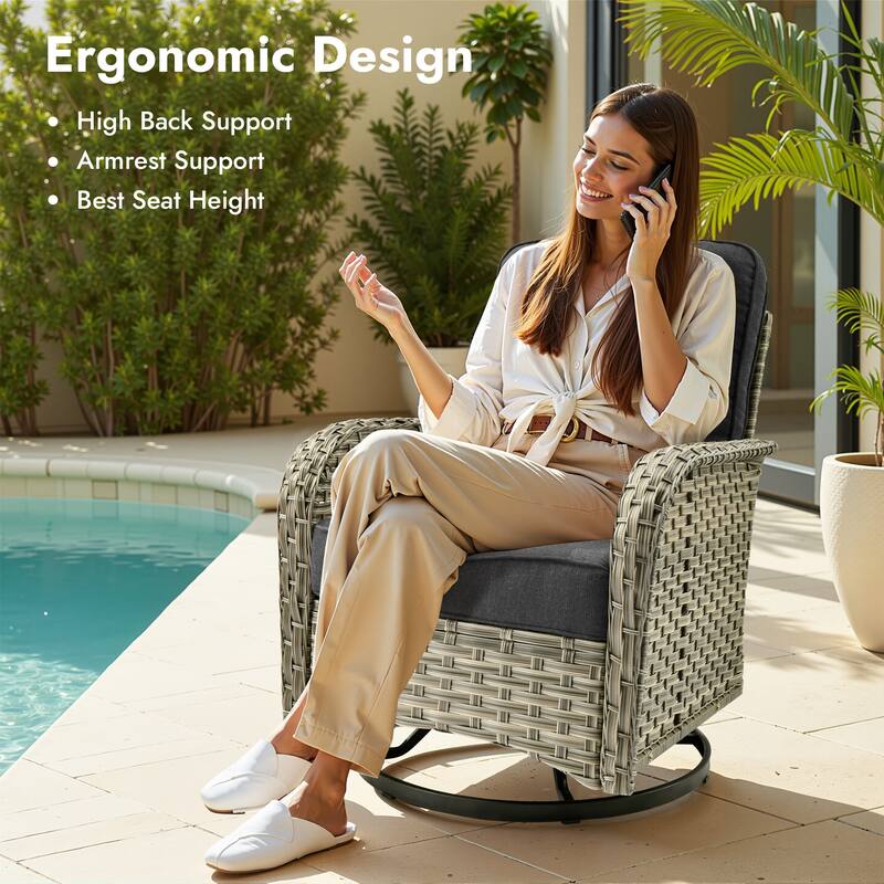 OVIOS 9 Pieces T shaped Seat Curved Swivel Chair Set With Fire Pit