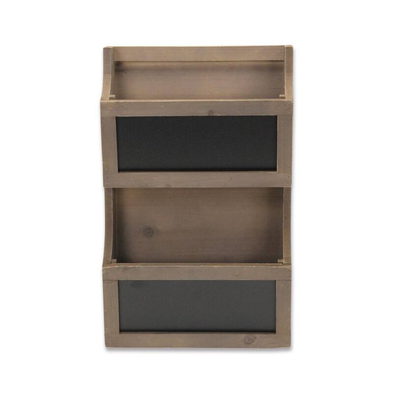 HomeRoots Two Tier Wooden Chalkboard Wall Storage