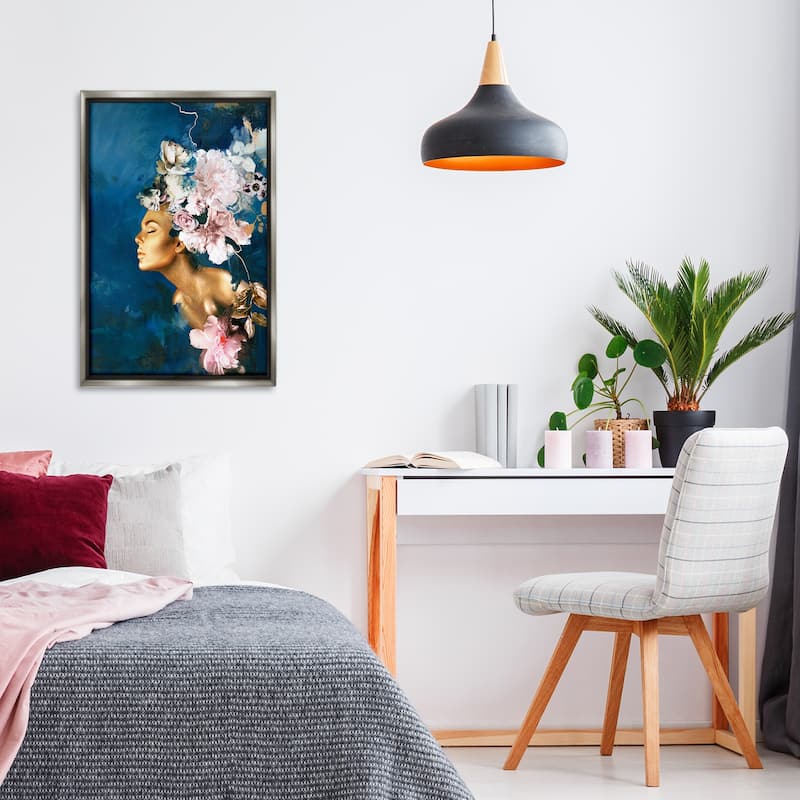 Stupell Sophisticated Floral Woman Framed Floater Canvas Wall Art Design By Design Fabrikken
