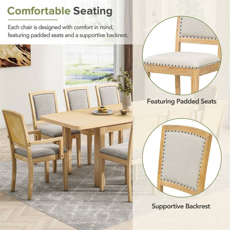 9 Pieces Rustic Extendable Dining Table Set