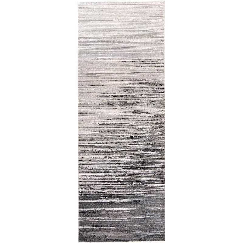 Grand Bazaar Orin Machine Made Abstract Modern Area Rug - 2'10" x 7'10" - Black/Gray