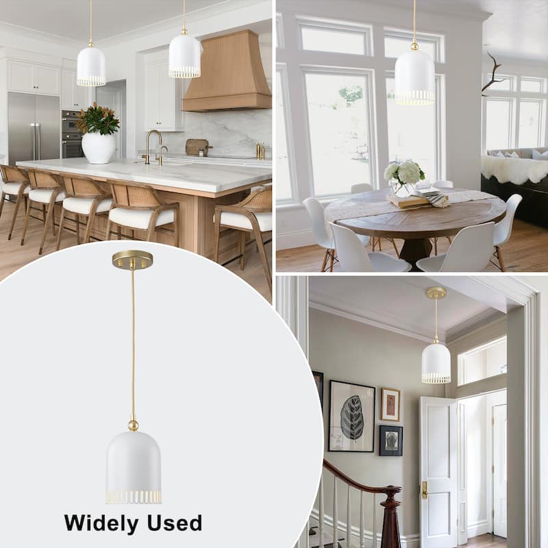 Modern 2-in-1 Dome Pendant or Flush Mount Light Openwork Iron Shade