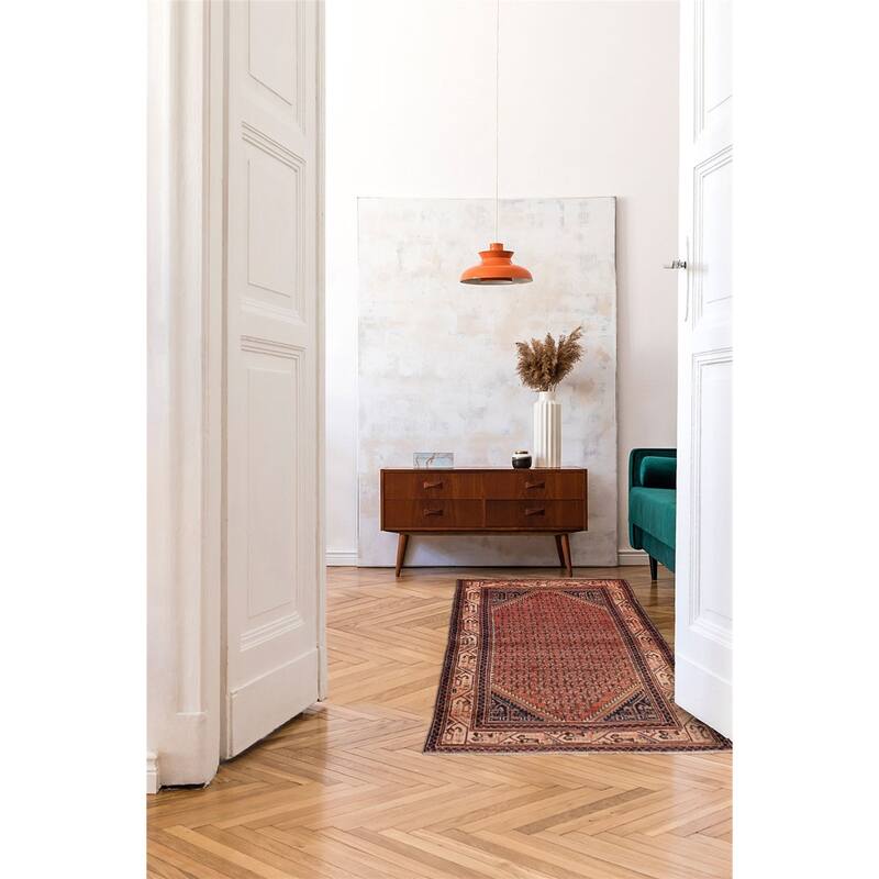 ECARPETGALLERY Hand-knotted Andelz Red Wool Rug - 3'8 x 8'11