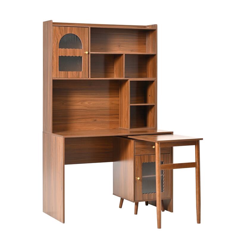 43" x 70" Home Office Desk with 90° Adjustable Tabletop, Storage Drawer & Cabinets – Perfect for Gaming, Study & Work in Bedroom