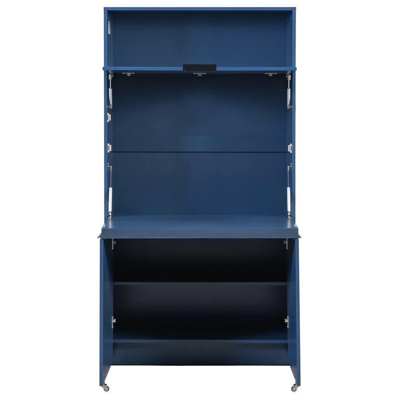 Roomfitters 69 Inch Multifunctional Kitchen Pantry Buffet with Foldable Workstation Desk