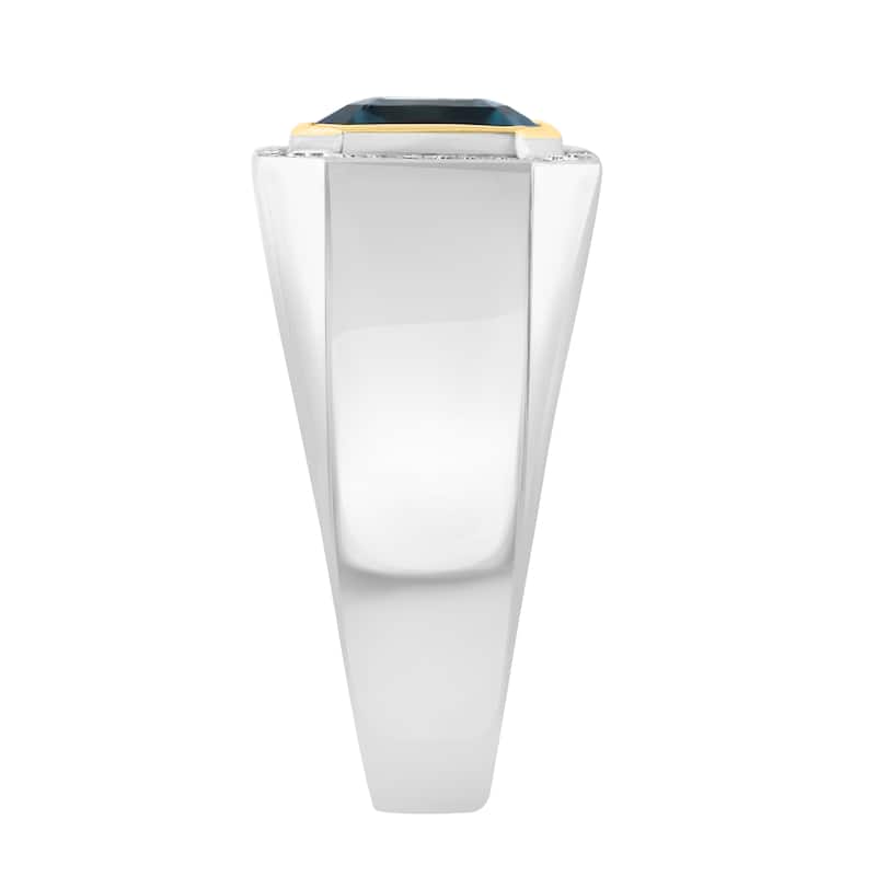 EFFY Men's 925 Sterling Silver Diamond and London Blue Topaz Ring