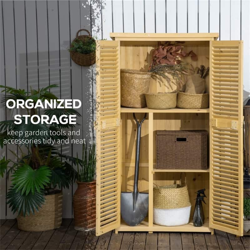 Outdoor Garden Storage Shed with 4 Shelves and Lockable Doors - 34.25" L x 18.25" W x 63" H