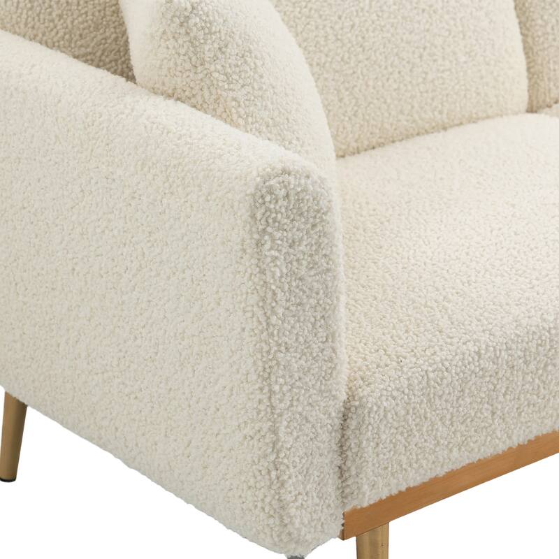 Modern Teddy Upholstered 2-Seater Sofa Bed with 7 Golden Metal Legs