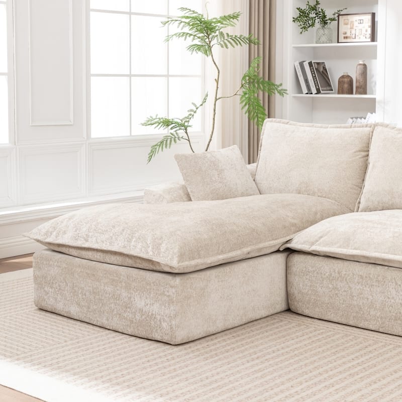 103.15" Modern Chenille Boneless Sectional Sofa with Chaise