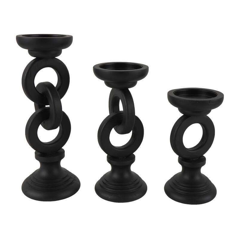 Wooden Chain Candle Holder - Set of 3 Black - Roche River Decor