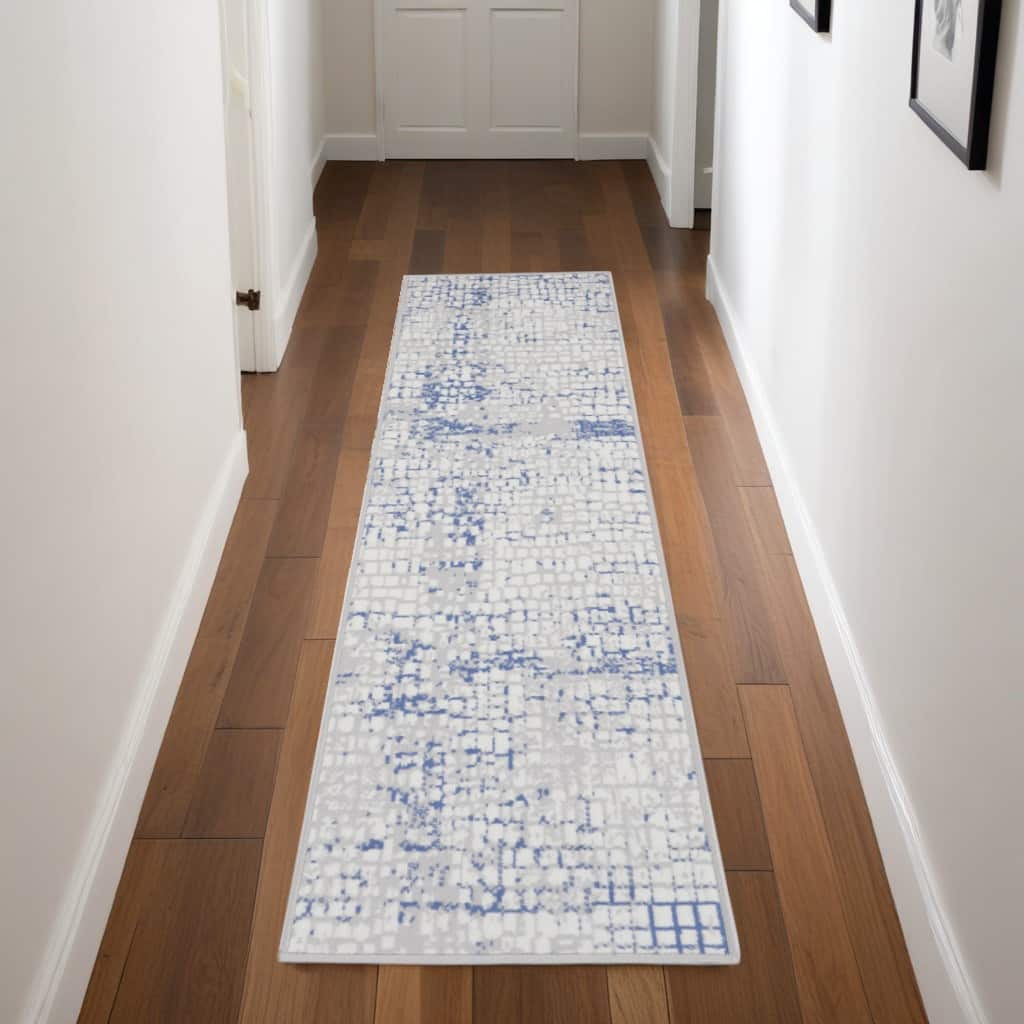 Basu Power Loomed Distressed Abstract Modern Non Skid Stain Resistant Area Rug By HomeRoots - 96' X '24' X '0.39