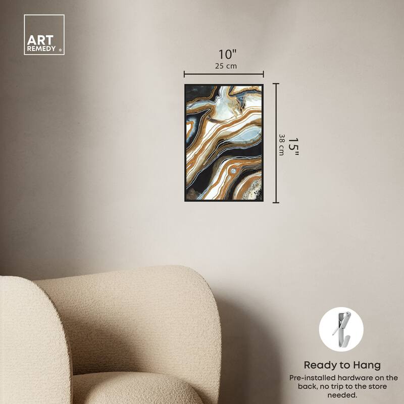Art Remedy Black And Gold I Framed Mineral, Agate & Geode 1 Piece Canvas Wall Art