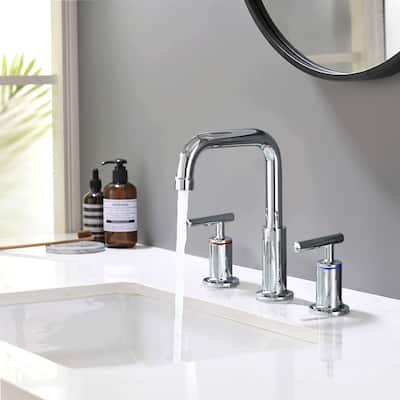 Widespread Double Handle Bathroom Faucet with Pop Up Drain