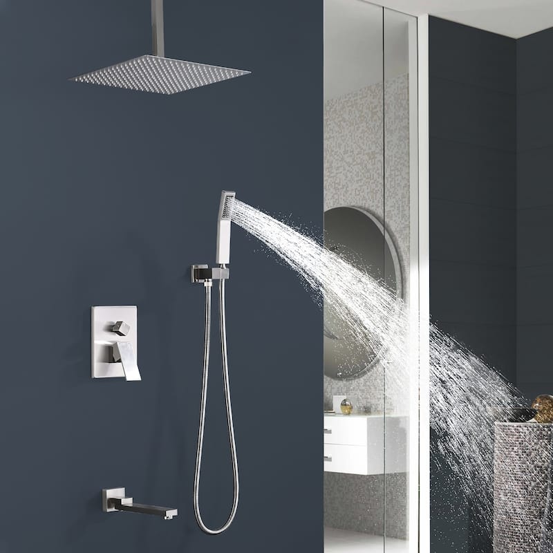 Topcraft 16-inch Complete Shower System with Tub Filler and Hand Shower