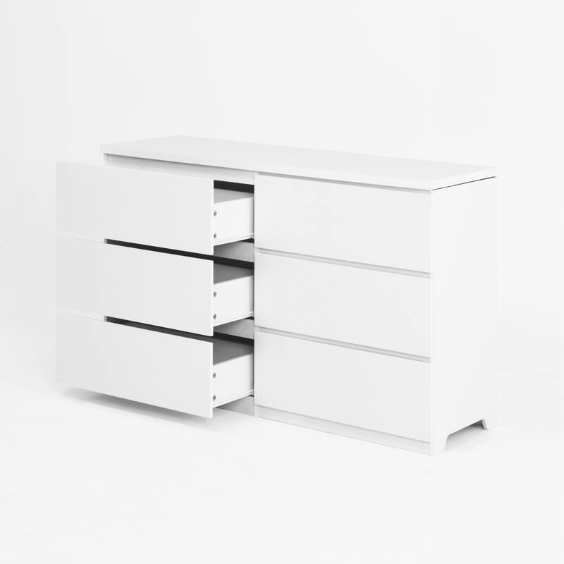 6 Drawer Dresser, Multi-Functional Wooden Storage Cabinet, Clothes Organizer with 6 Drawers for Bedroom, Hallway