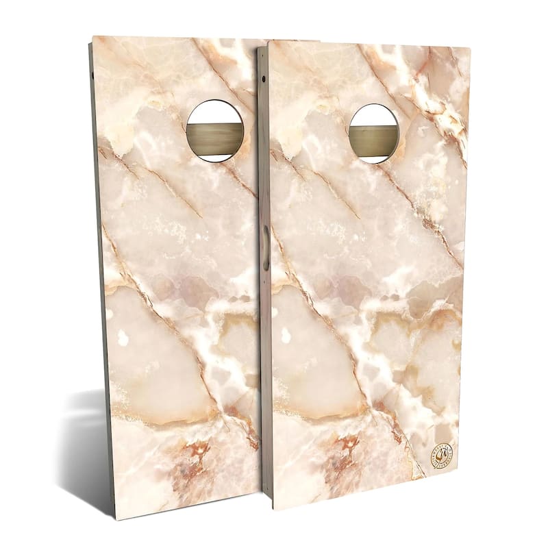 Brown Marble Outdoor Cornhole Board Set