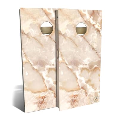 Brown Marble Outdoor Cornhole Board Set