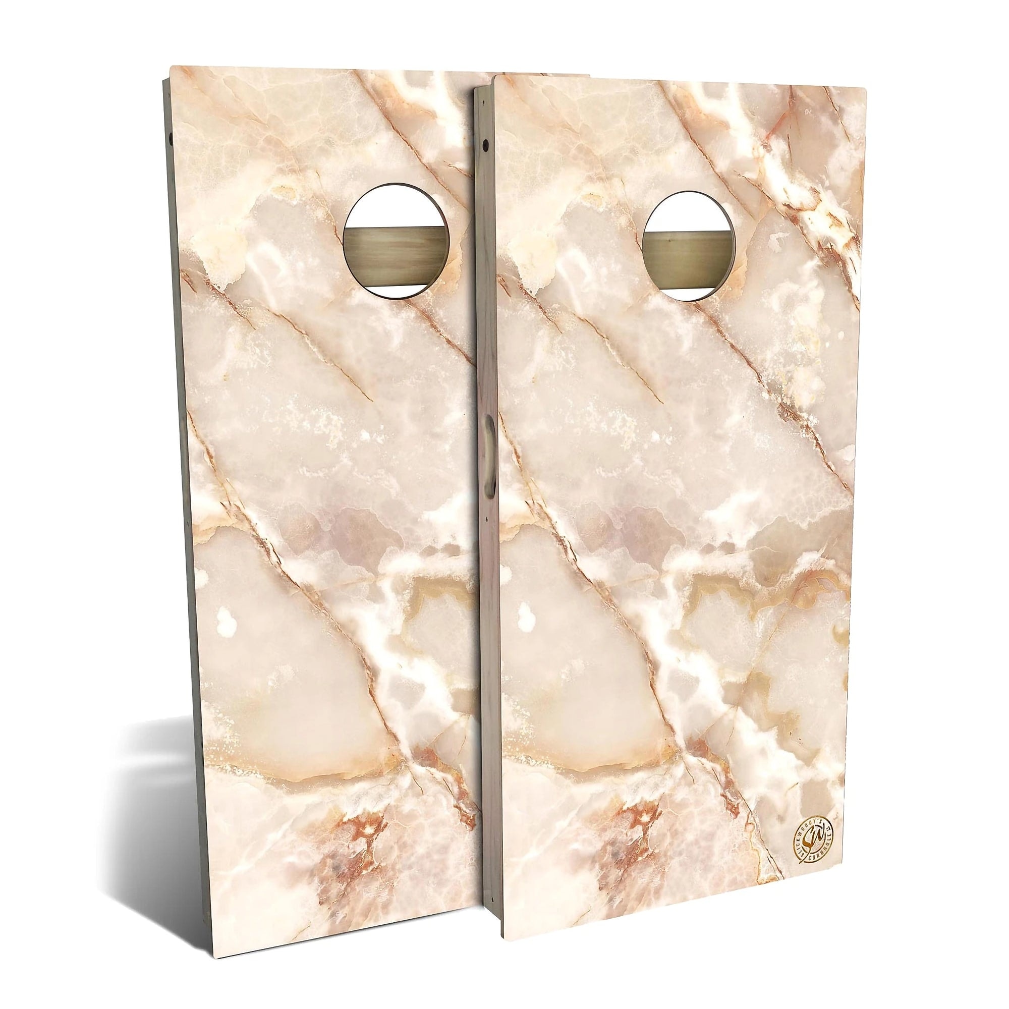 Brown Marble Outdoor Cornhole Board Set