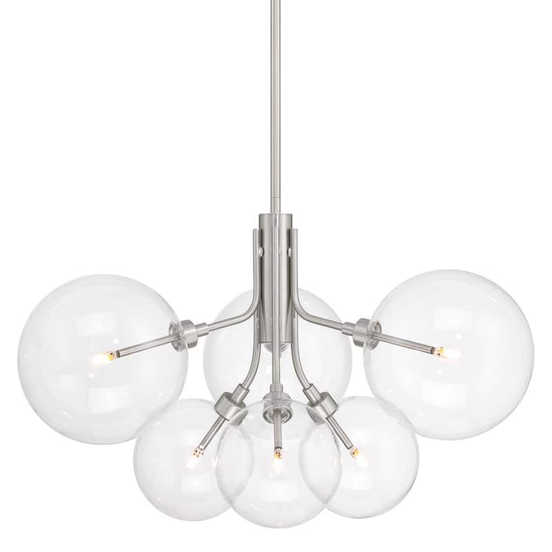Bellevue SHCH44131 6 Light 27" Wide LED Chandelier with Clear Glass - Brushed Nickel