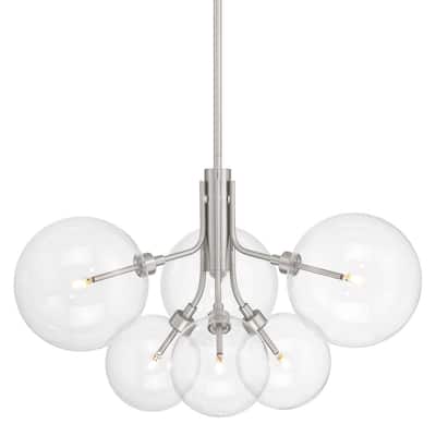 Bellevue SHCH44131 6 Light 27" Wide LED Chandelier with Clear Glass