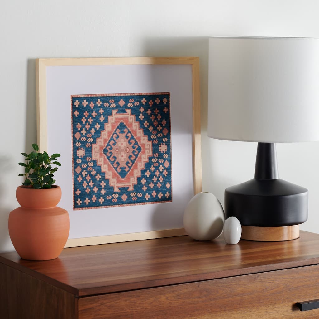 SAFAVIEH Megi 18-inch Navy/Orange Framed Textile Wall Art