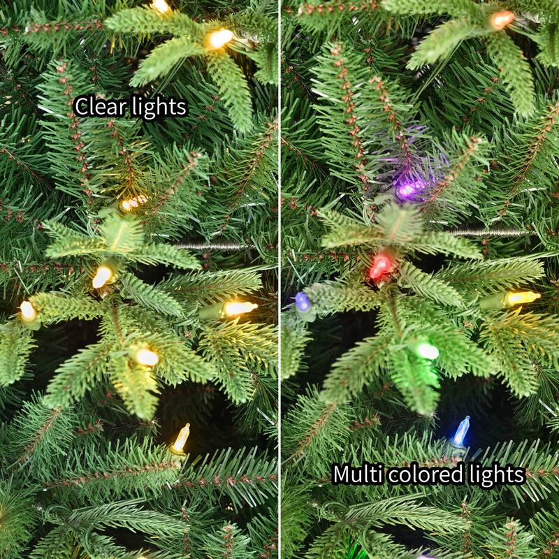 Puleo International 7.5' Pre-Lit Artificial Fraser Fir Slim Tree with 700 Dual-Color LED Lights