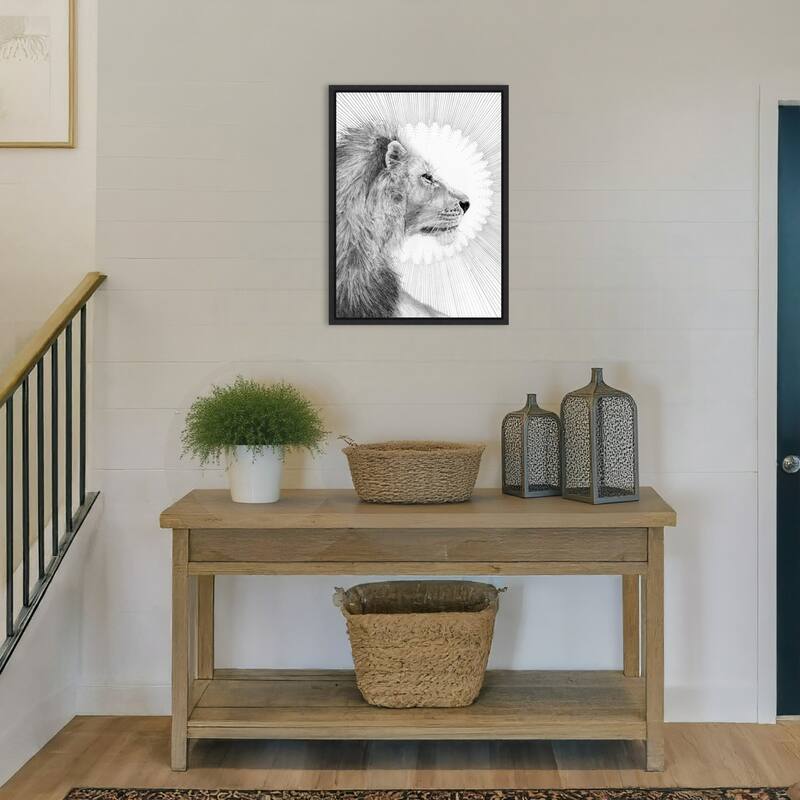 Sun and Lion by Ec Mazur Framed Canvas Wall Art