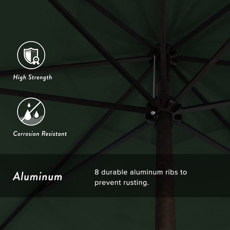 California Umbrella 7.5' Round Aluminum Crank Lift Auto Tilt 8 Rib Patio Umbrella, Bronze Finish, Sunbrella Fabric