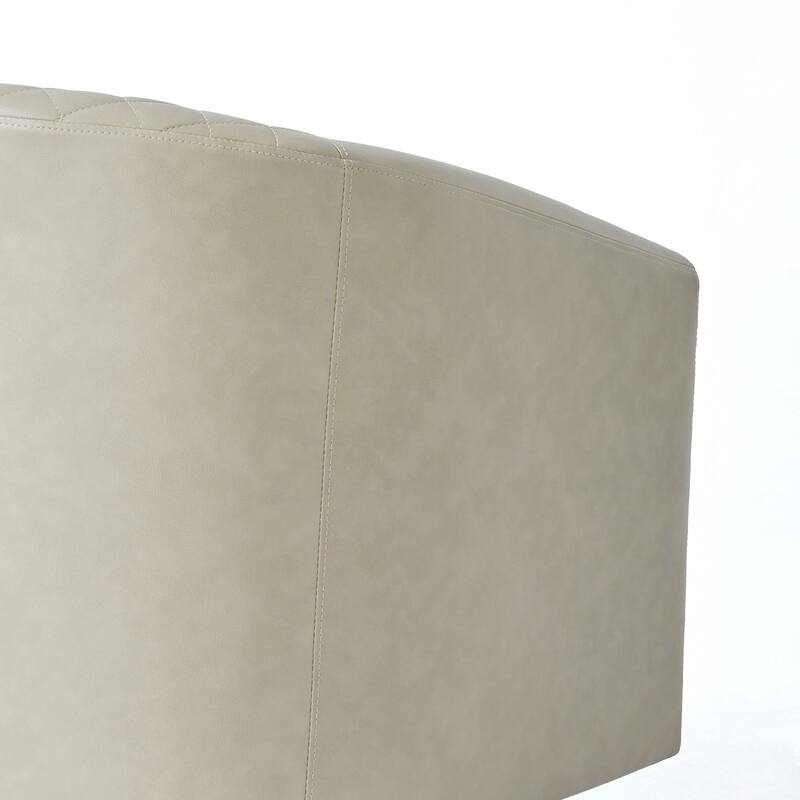 2 Set Tufted PU Vegan Leather Swivel Barrel Chair with Nailheads Trim