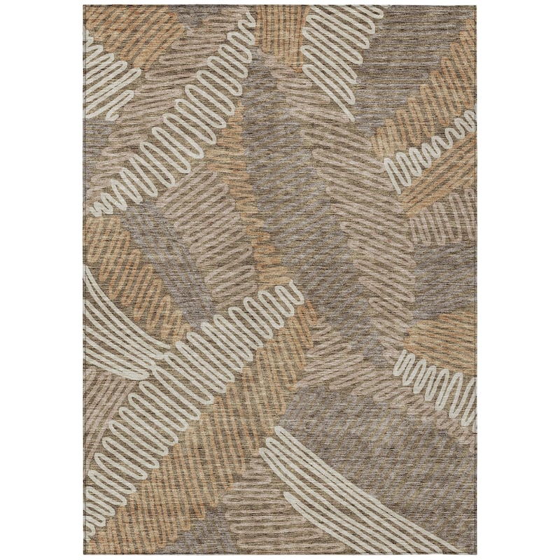 Machine Washable Indoor/ Outdoor Chantille Contemporary Squiggles Rug