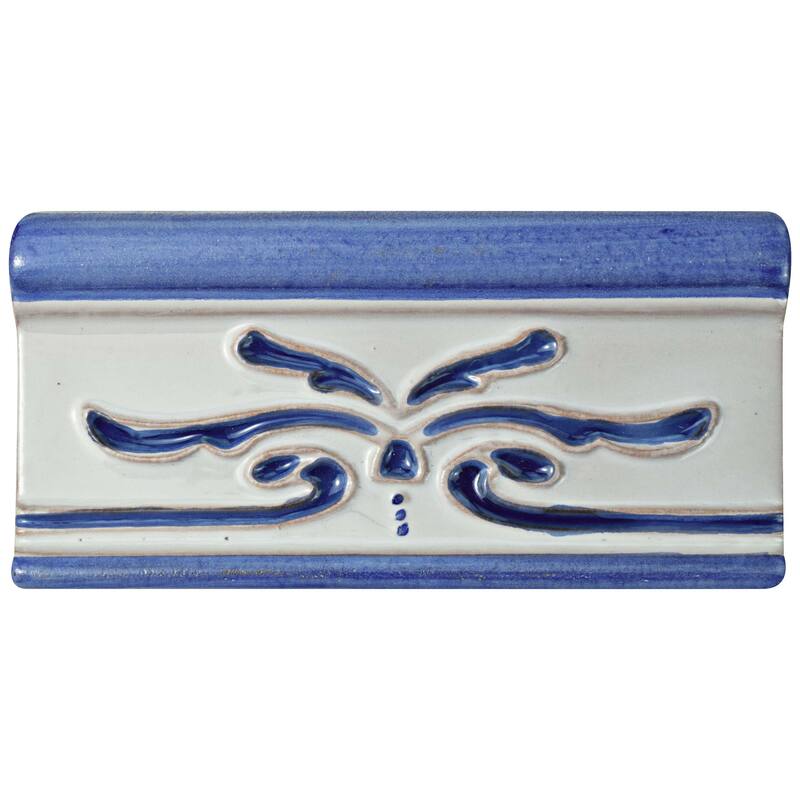 Merola Tile Novecento Cenefa Evoli Cobalto 2-5/8" x 5-1/8" Ceramic Wall Trim - (1 Tile)
