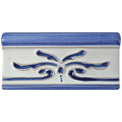 Merola Tile Novecento Cenefa Evoli Cobalto 2-5/8" x 5-1/8" Ceramic Wall Trim - (1 Tile)