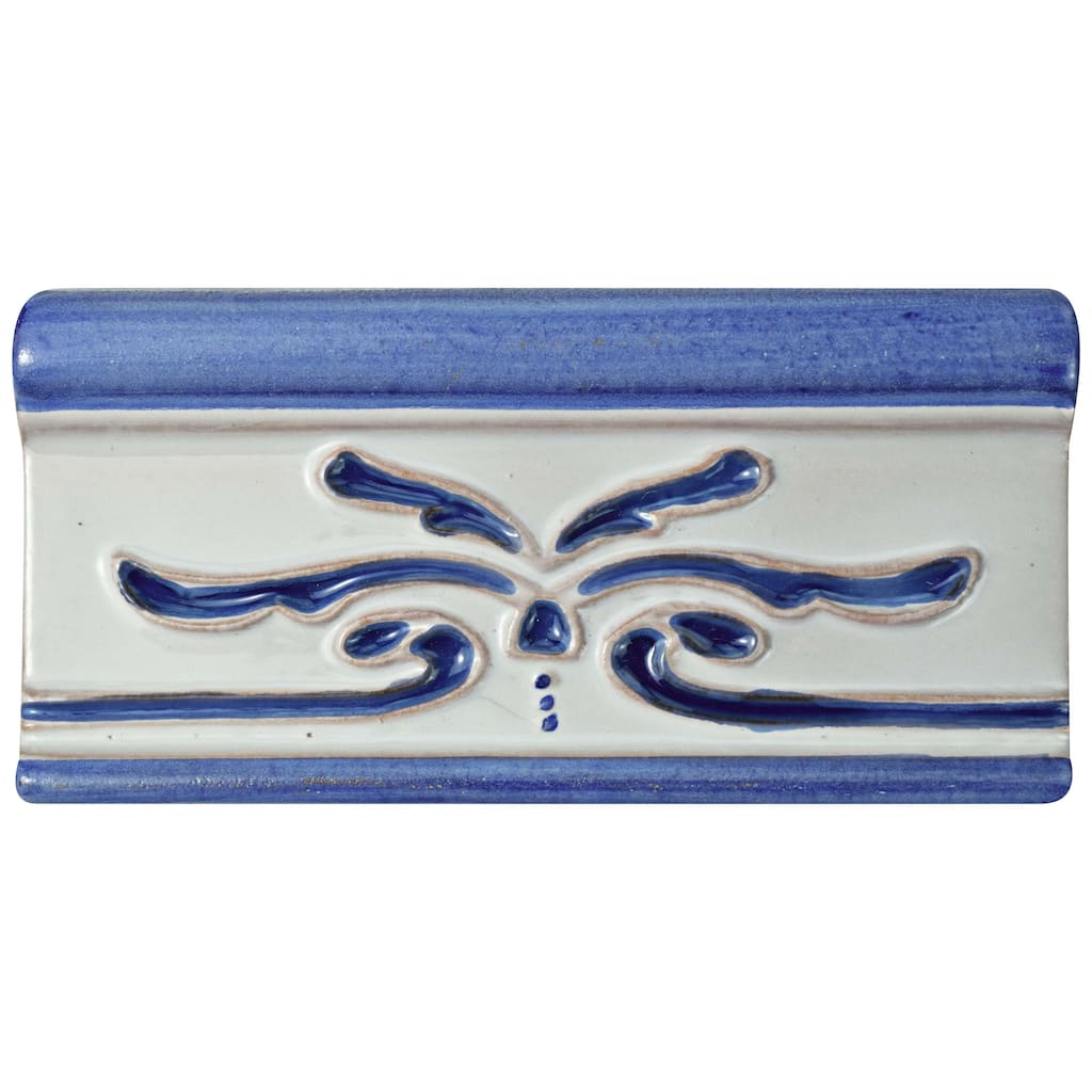 Merola Tile Novecento Cenefa Evoli Cobalto 2-5/8" x 5-1/8" Ceramic Wall Trim - (1 Tile)