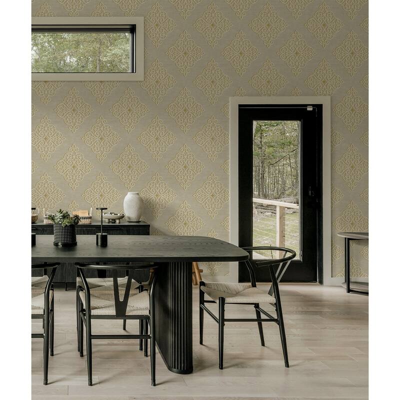 Seabrook Designs Nellie Medallion Damask Unpasted Wallpaper