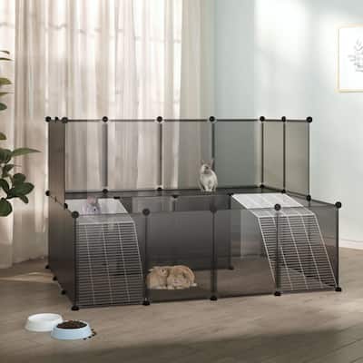 vidaXL Small Animal Cage Black/Transparent 56.3"x42.1"x36.6" PP and Steel