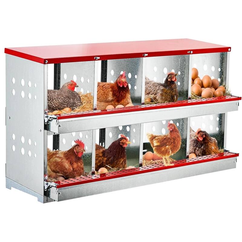 8-Hole Wall-Mounted Metal Chicken Nests Boxes Laying Eggs - 8-Hole