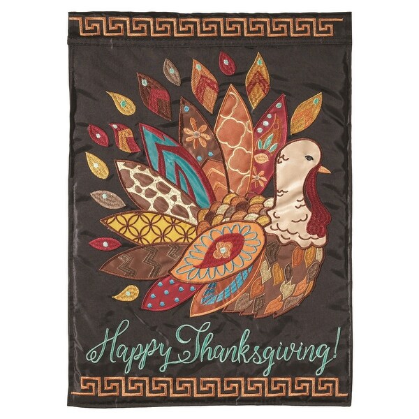 Happy Thanksgiving Fashionable Turkey Garden Flag 13" x 18" - N/A